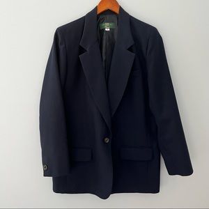Vintage Orvis Blazer Jacket Womens 12 Navy Single Button Lined Pockets